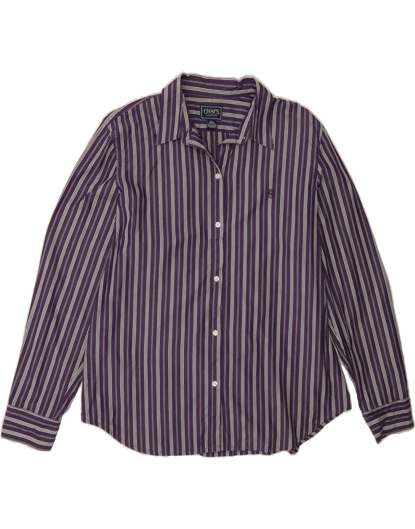 Winter Fashion CHAPS Womens Shirt UK 18 XL Purple Striped Cotton