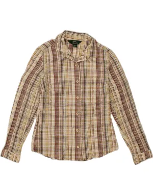 WOOLRICH Womens Shirt UK 10 Small Beige Check Nylon Refined Aesthetic