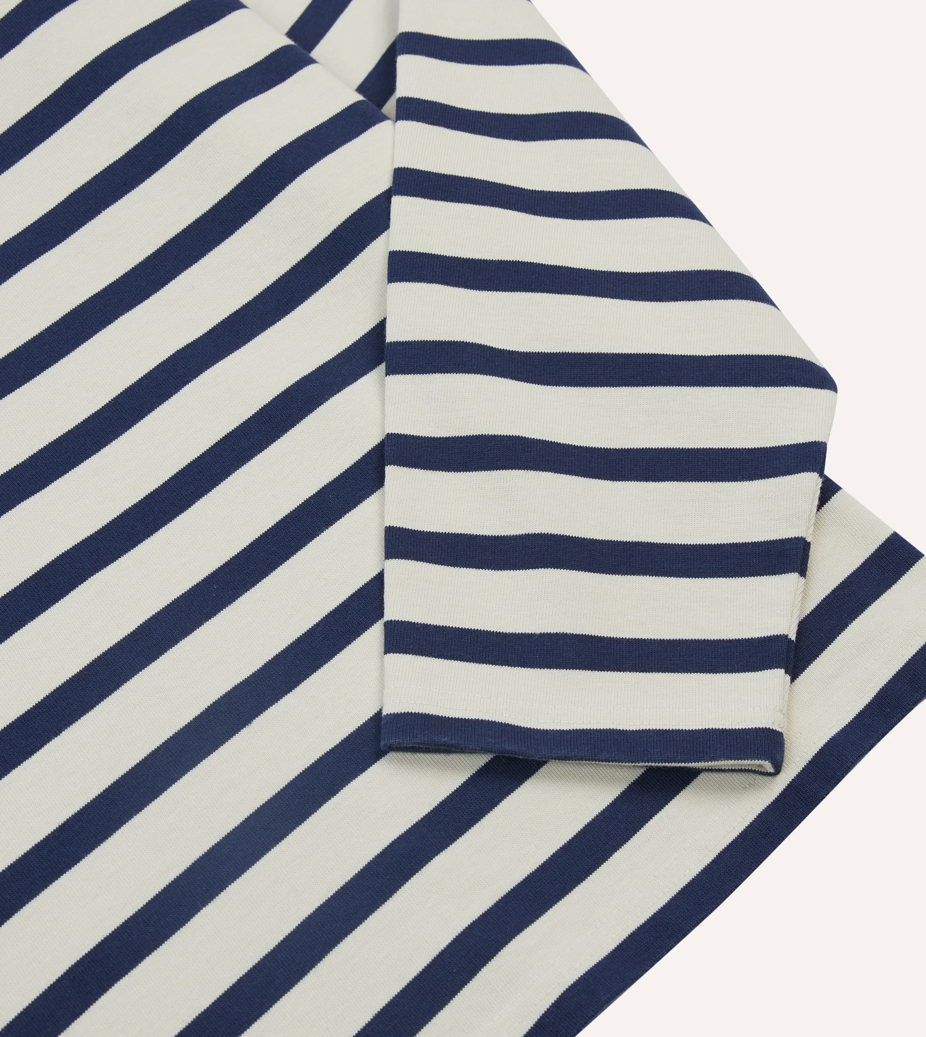 Ecru and Navy Breton Long Sleeve T-Shirt Perfect For Relaxing