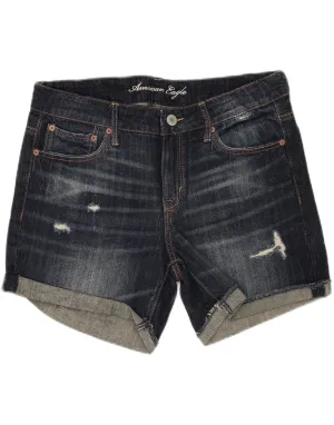 AMERICAN EAGLE Womens Distressed Denim Shorts US 10 Large W34  Navy Blue Eco Friendly Production Youthful Appeal