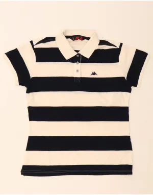 KAPPA Womens Polo Shirt UK 18 XL Navy Blue Striped Cotton Weekend Comfort