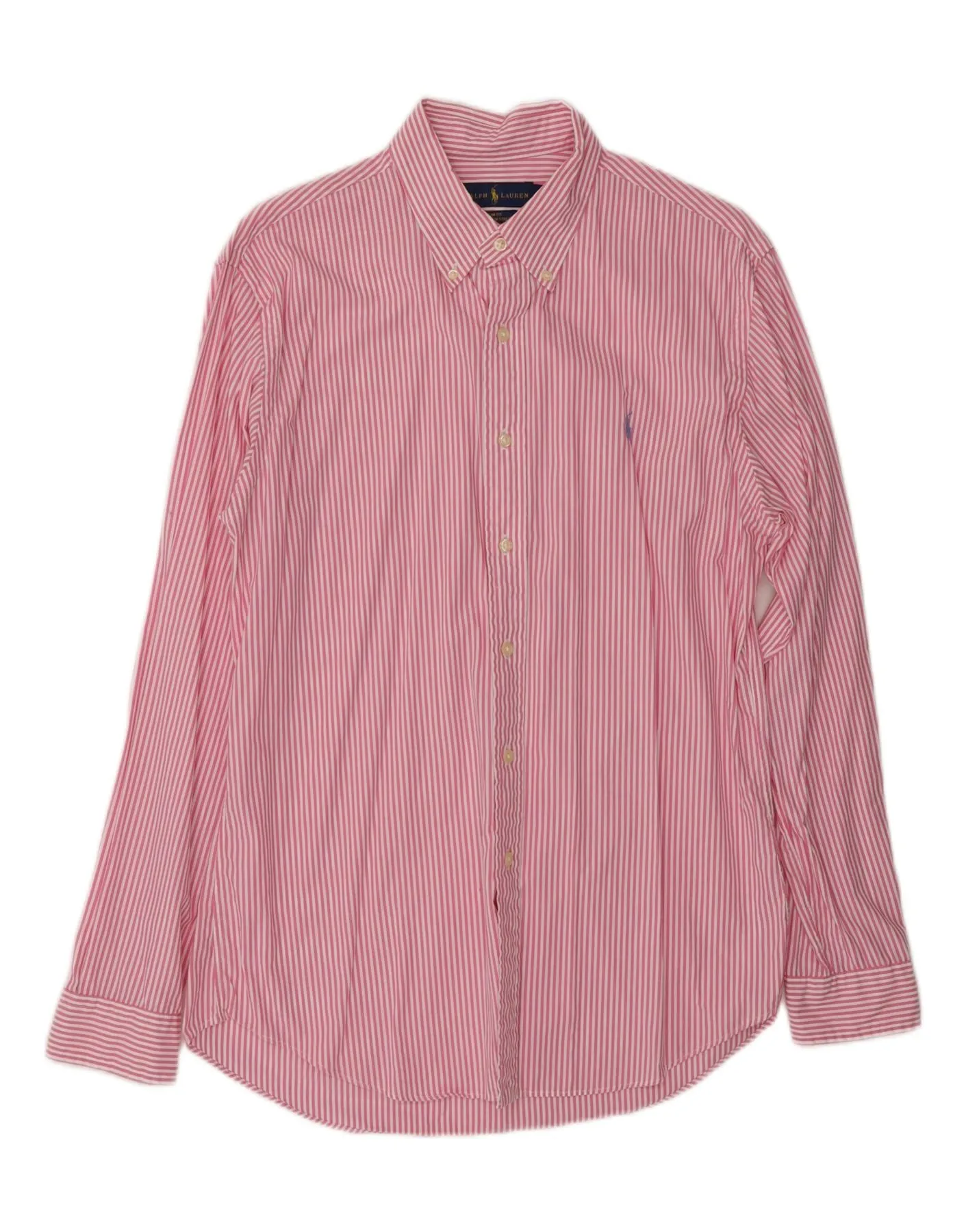 Athletic Look Modern Fit RALPH LAUREN Mens Slim Fit Shirt Large Pink Pinstripe Cotton
