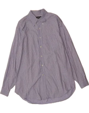 BROOKS BROTHERS Mens Shirt Large Blue Check Cotton Premium Finish Refined Aesthetic