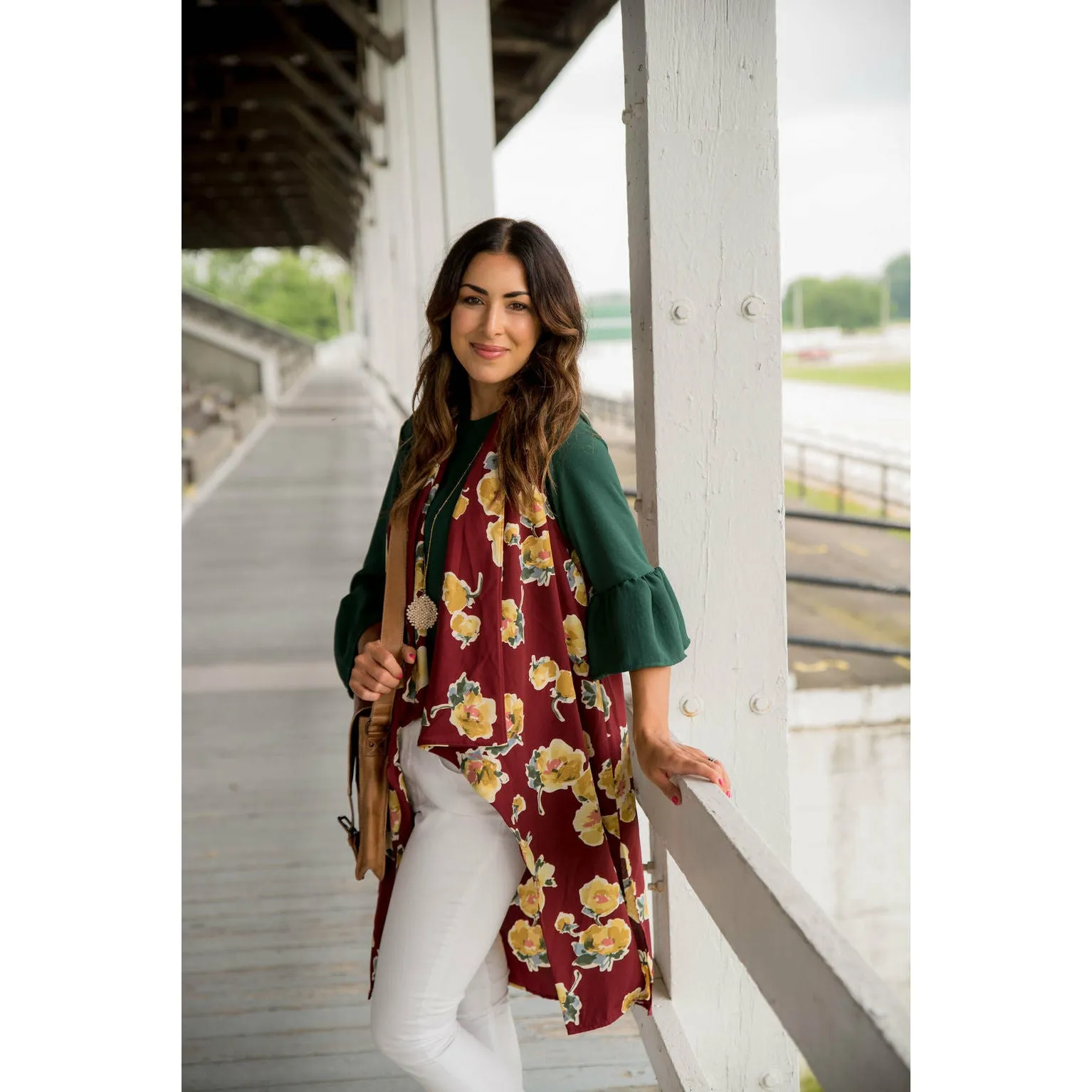 Watercolor Floral Kimono Vest Quick Dry Textile Compact Packable