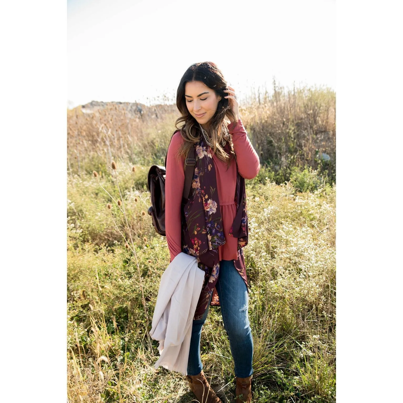 Lightweight Fabric Floral Vest