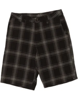 QUIKSILVER Mens Chino Shorts W33 Medium  Black Check Polyester Anti Slip Waistband Chill Fit Design