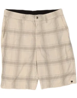 Bold Statement Belt loops QUIKSILVER Mens Chino Shorts W34 Large White Check Polyester