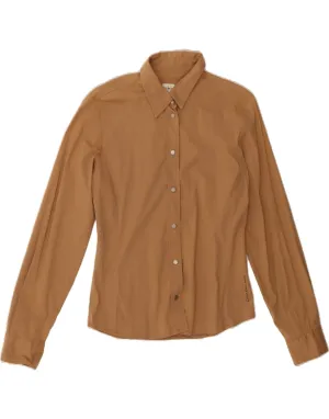 CALVIN KLEIN JEANS Womens Shirt UK 14 Medium Brown Cotton slim cut Functional Pocket