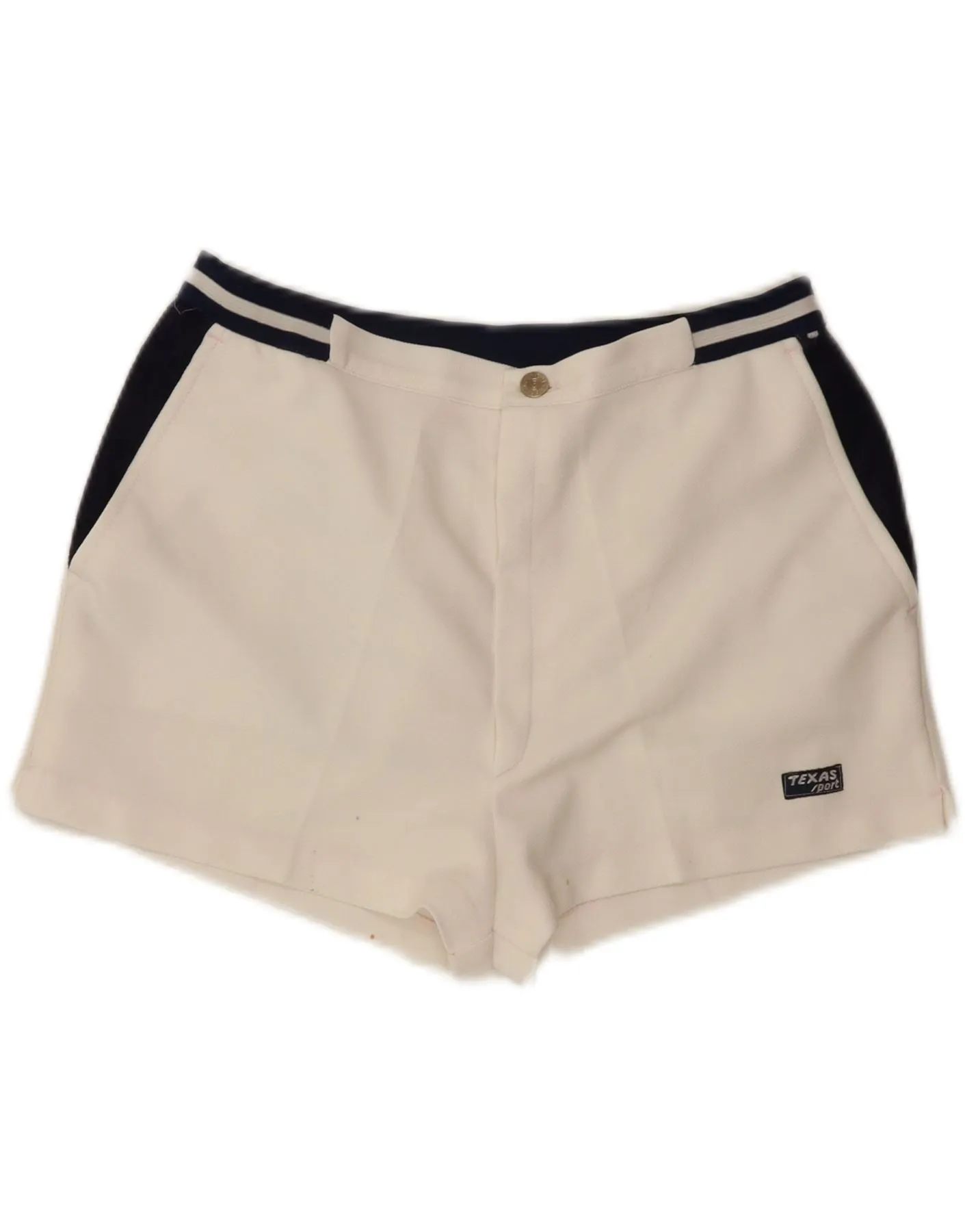 VINTAGE Womens Chino Shorts W32 Large White Colourblock Essential Wardrobe Patterned Texture