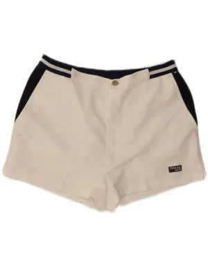 VINTAGE Womens Chino Shorts W32 Large White Colourblock Essential Wardrobe Patterned Texture
