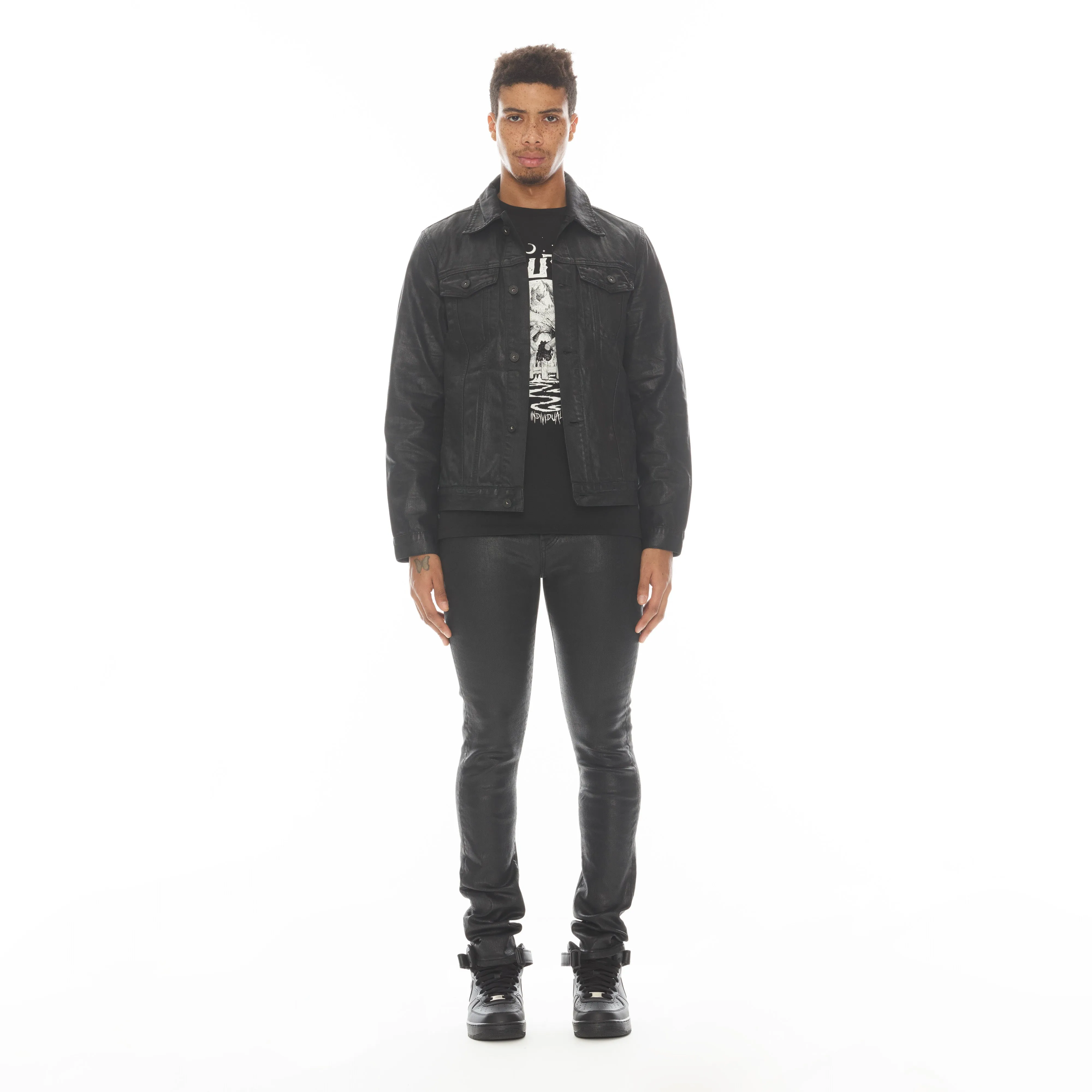 Modern Textured Eco Friendly Denim PUNK SUPER SKINNY IN BLACK