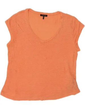 MASSIMO DUTTI Womens T-Shirt BEST SELL UK 18 XL Orange Linen WrinkleFreeFabric easy to pair