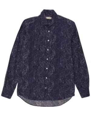 Easy Care Lightweight Weave ETRO Mens Shirt Size 39 Medium Navy Blue Paisley