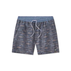 Lightweight Mesh Panels Sublimation Print Dockside Swim Trunk - Avenues
