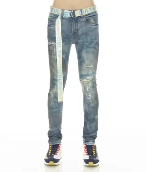 Everyday Outdoor Enthusiast Vibrant PUNK SUPER SKINNY STRETCH w/BABY BLUE BELT IN KASSO