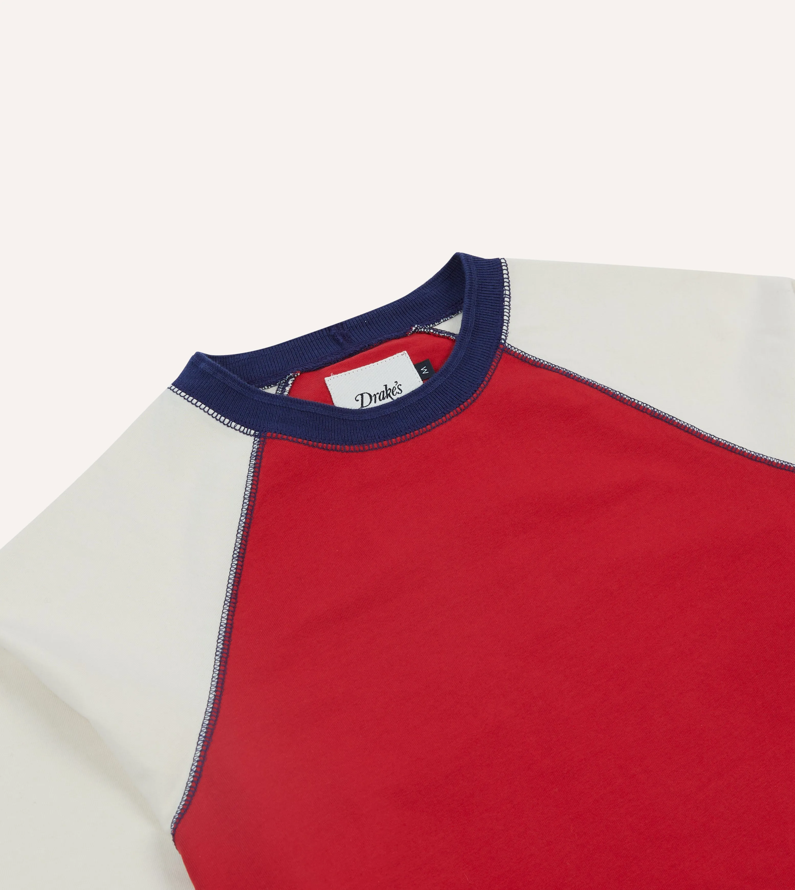 Red and Ecru Long Sleeve Raglan T-Shirt Stylish piece