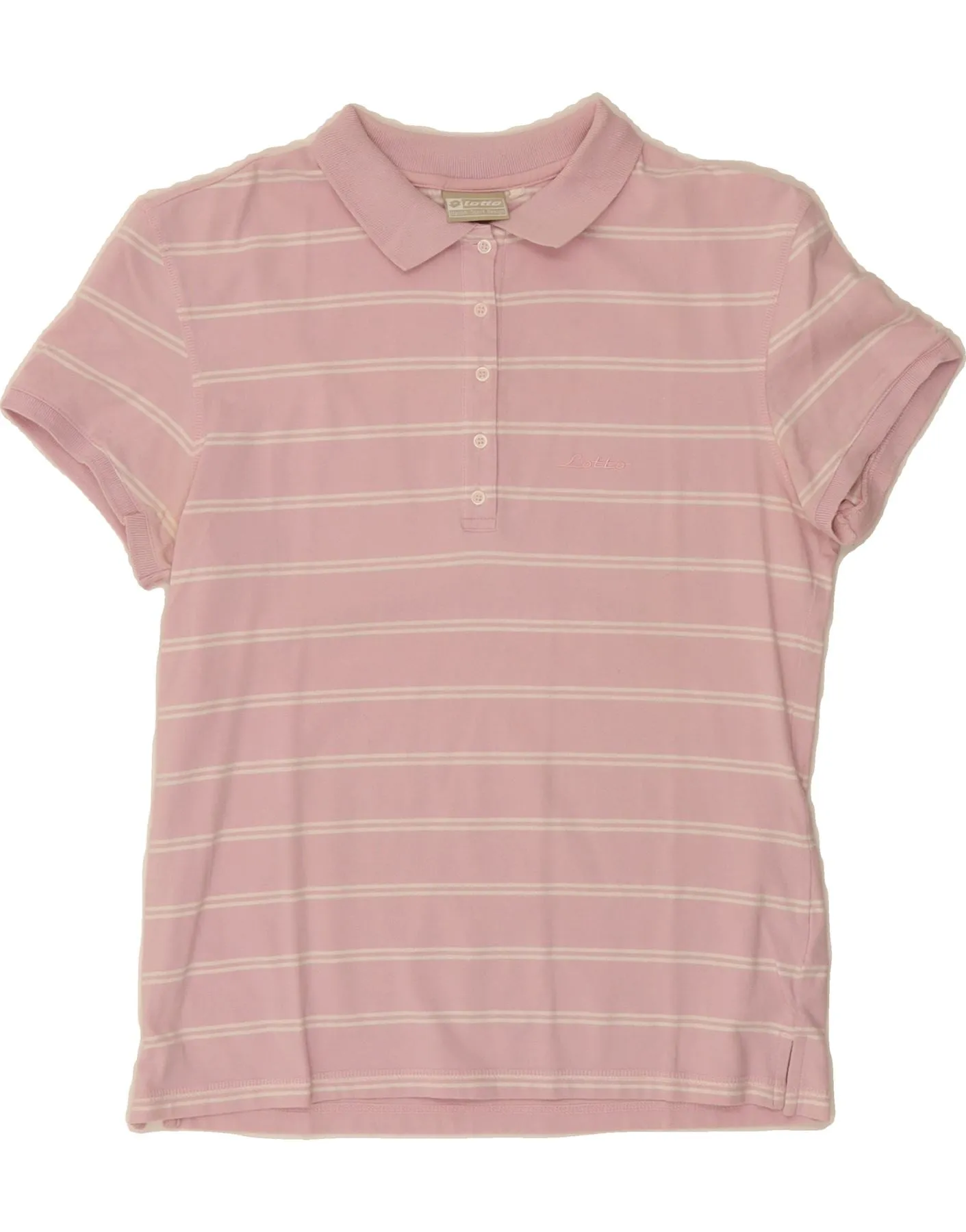 Work efficiency LOTTO Womens Polo Shirt UK 18 XL Pink Striped Cotton