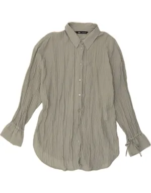 Wedding guest ZARA Womens Shirt Blouse UK 14 Large Grey Striped Viscose