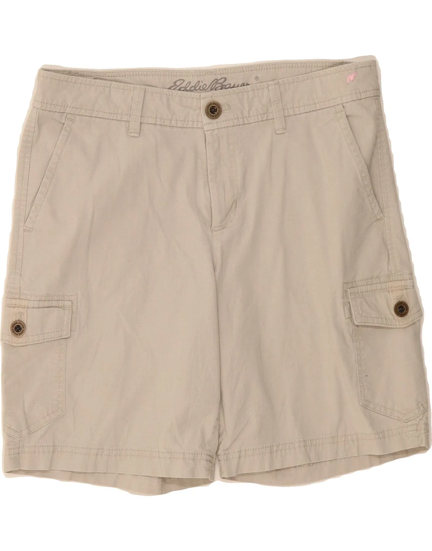 Wrinkle-Resistant EDDIE BAUER Womens Cargo Shorts US 6 Medium W32  Beige Cotton