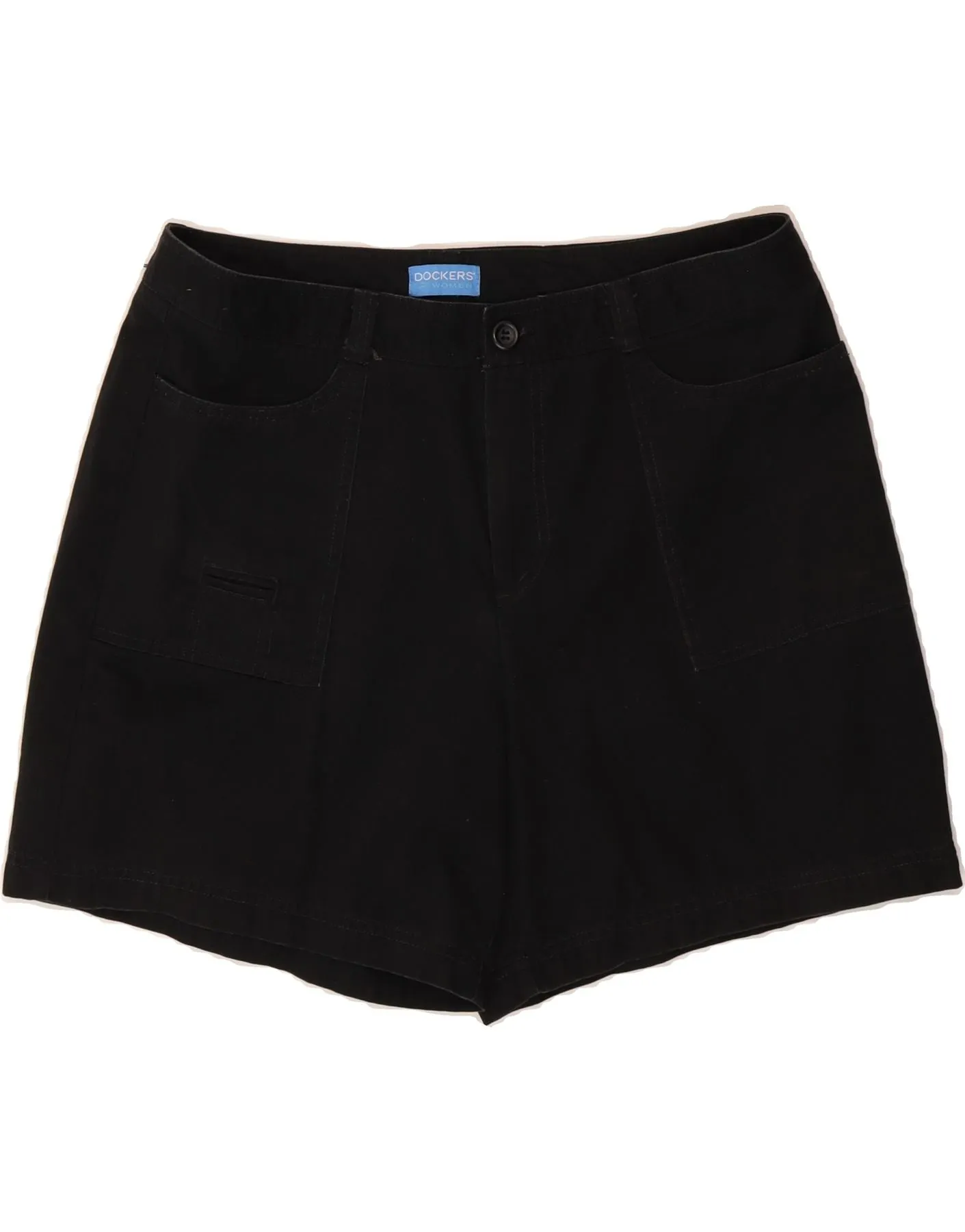 DOCKERS Womens Favorite Fit Casual Shorts UK 16  W34 Black Cotton wrinkle free Fitted Cut