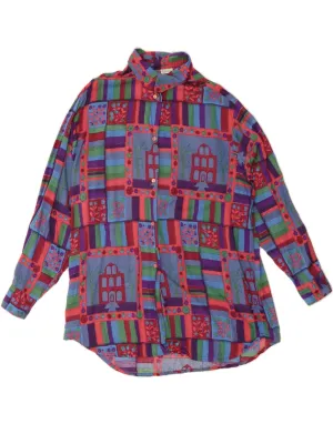 Hypoallergenic Lining slim fit BENETTON Womens Shirt UK 16 Large Multicoloured Patchwork Viscose