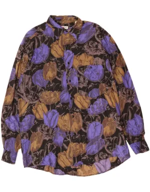 BERTONE Mens Shirt Size 40 Medium Multicoloured Floral EasyCare Fabric Non Iron