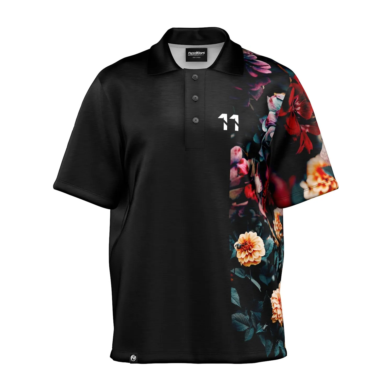 Vintage Flowers Oversized Polo Shirt LowMaintenance Fabric Fashion Layer