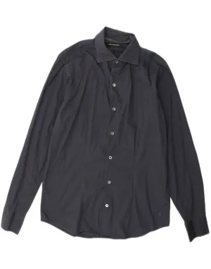 PEUTEREY Mens Shirt Medium Navy Blue Cotton Festive Look
