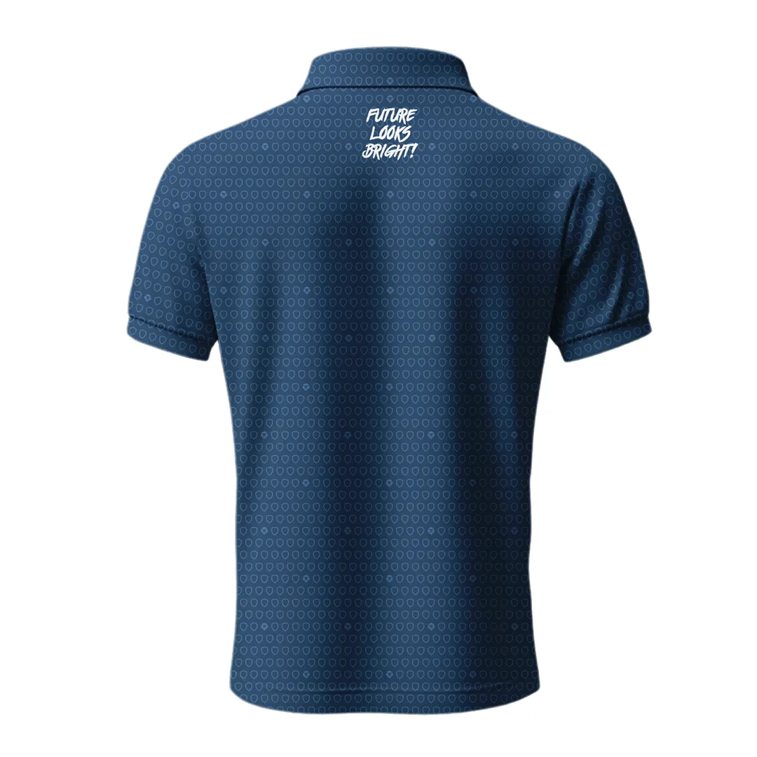 Breathable knit Comfort top Lion Shield Navy & White Pattern Short Sleeve Polo (Classic Fit)
