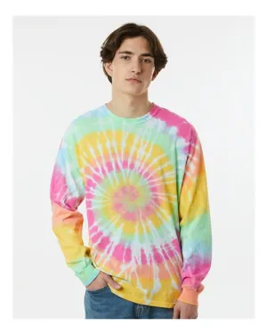 loose but not baggy Dyenomite 240MS Multi-Color Spiral Tie-Dyed Long Sleeve T-Shirt