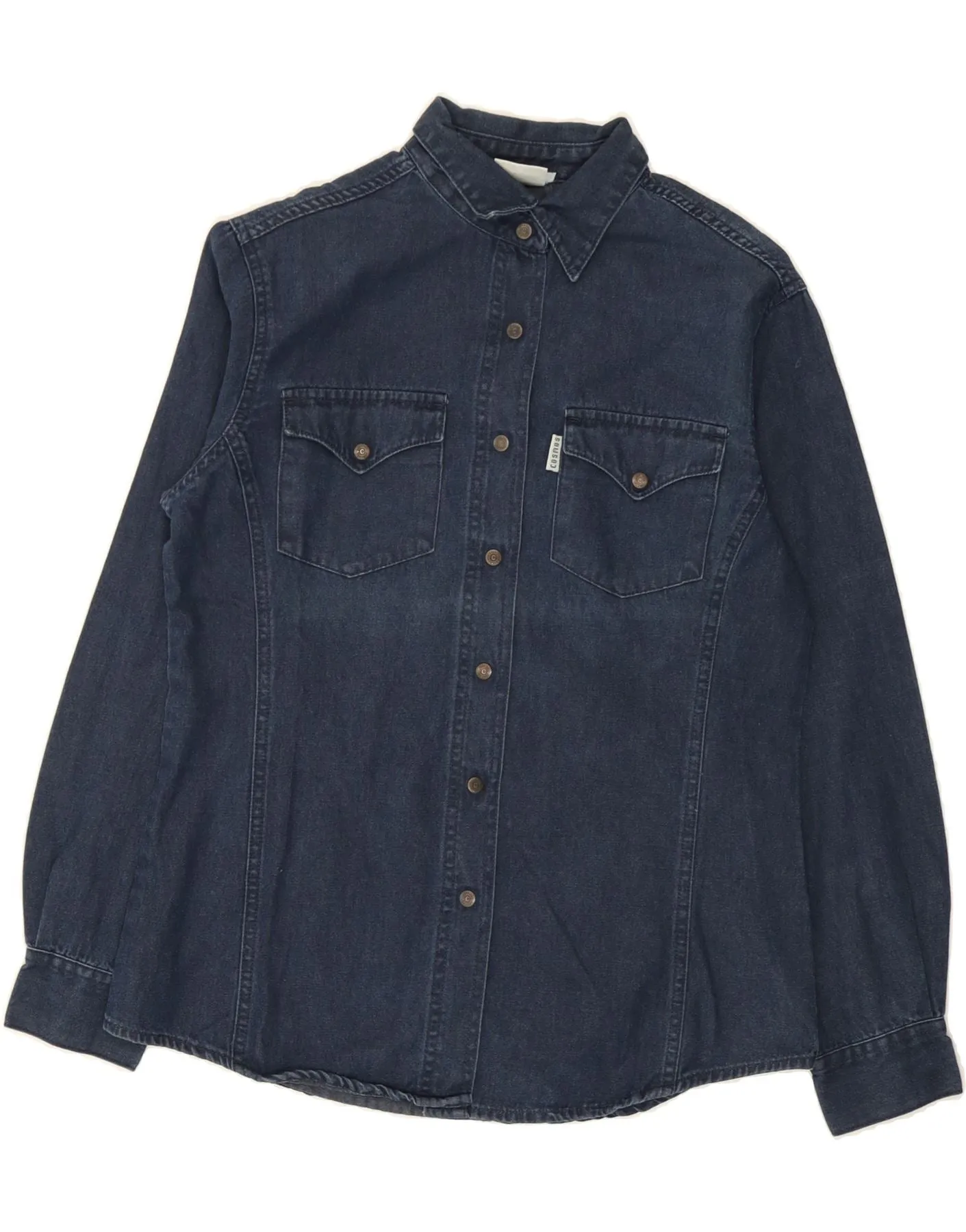 Fitted Cut COSMOS Womens Denim Shirt EU 38 Medium Navy Blue Cotton