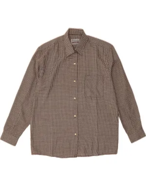 TIKIDA Womens Shirt UK 16 Large Brown Gingham Polyester Camouflage Style