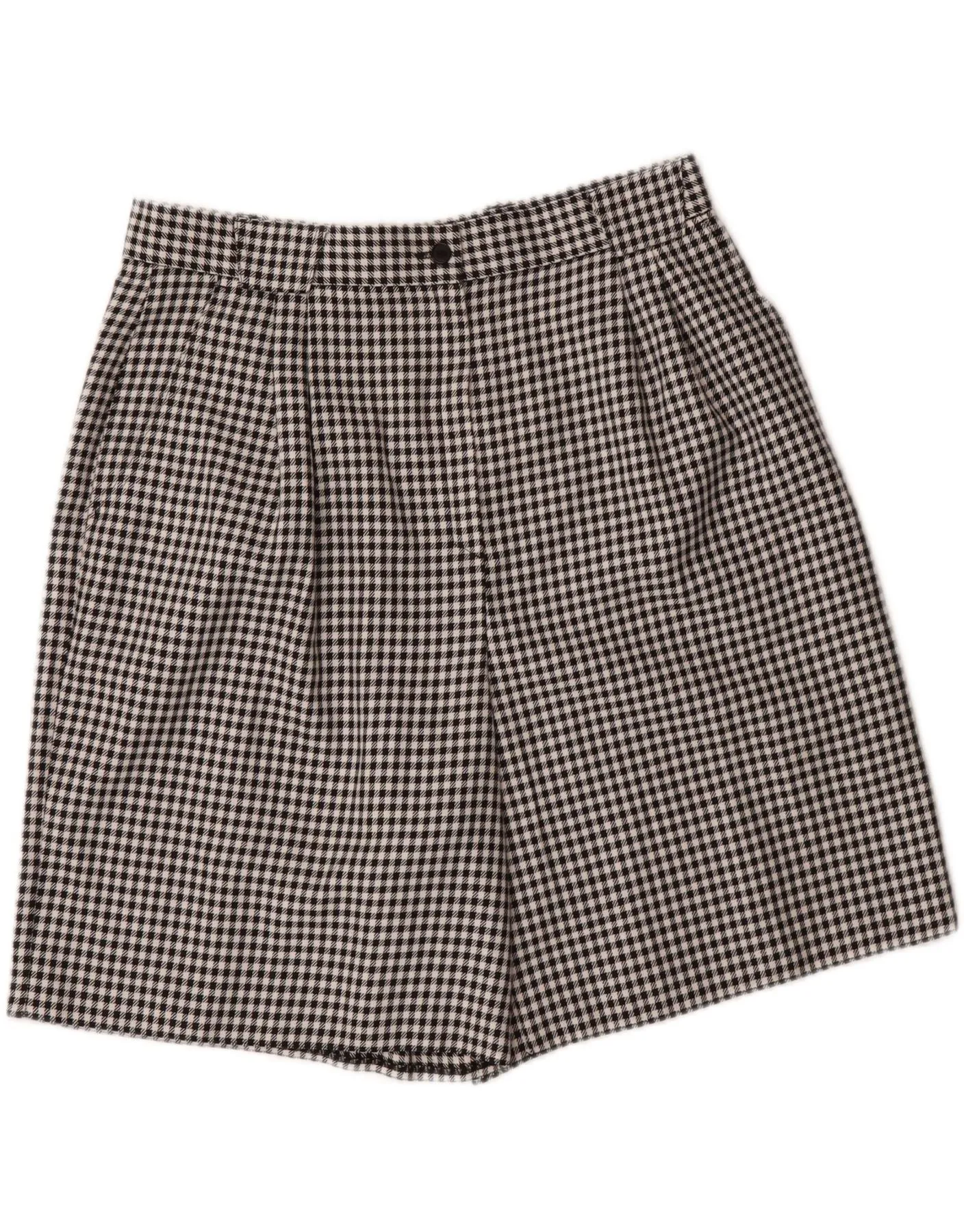 VINTAGE Womens High Waist Pegged Chino Shorts UK 18 XL W32  Black Check Mature Elegance