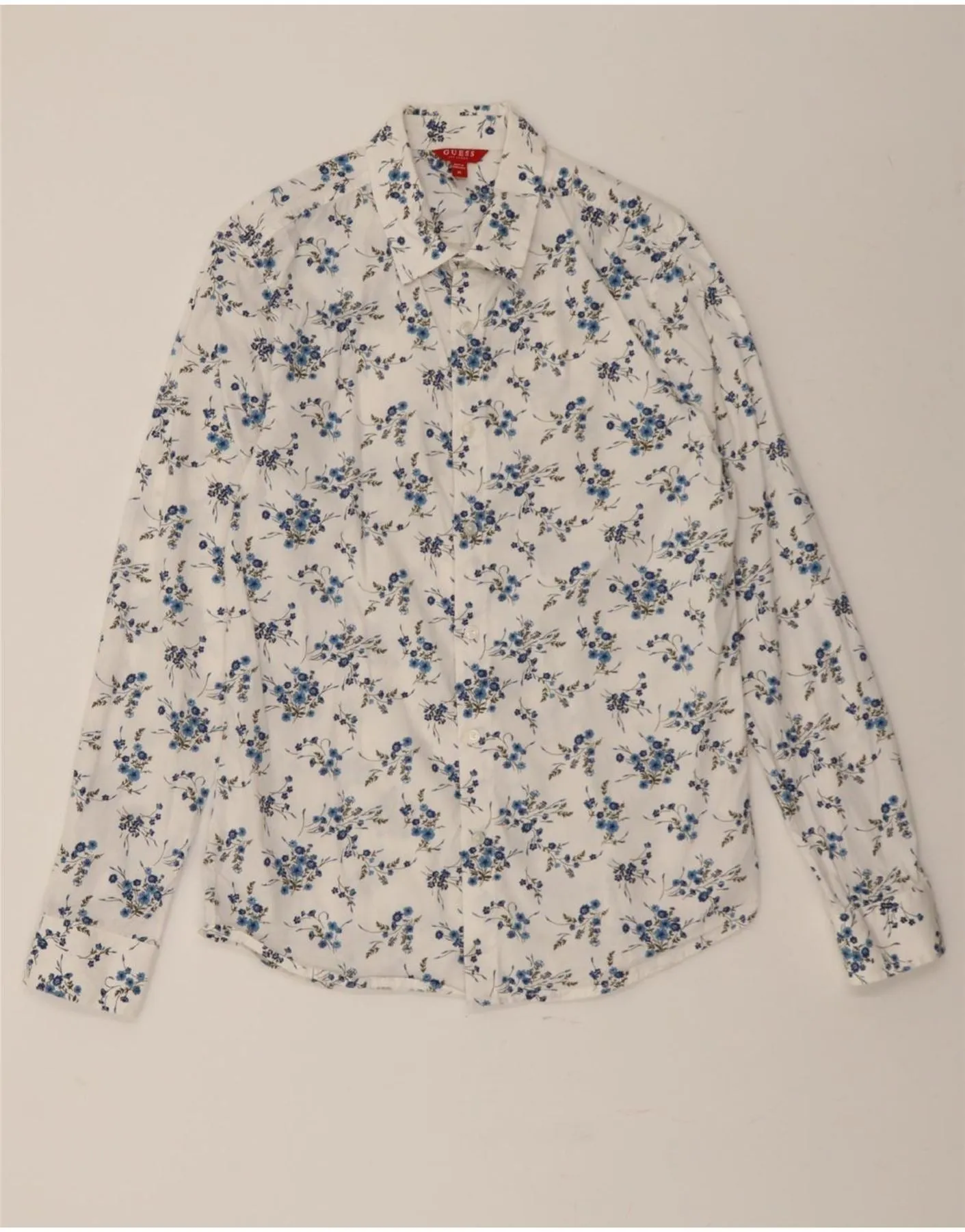 Teen Fashion GUESS Womens Shirt UK 14 Medium White Floral Cotton