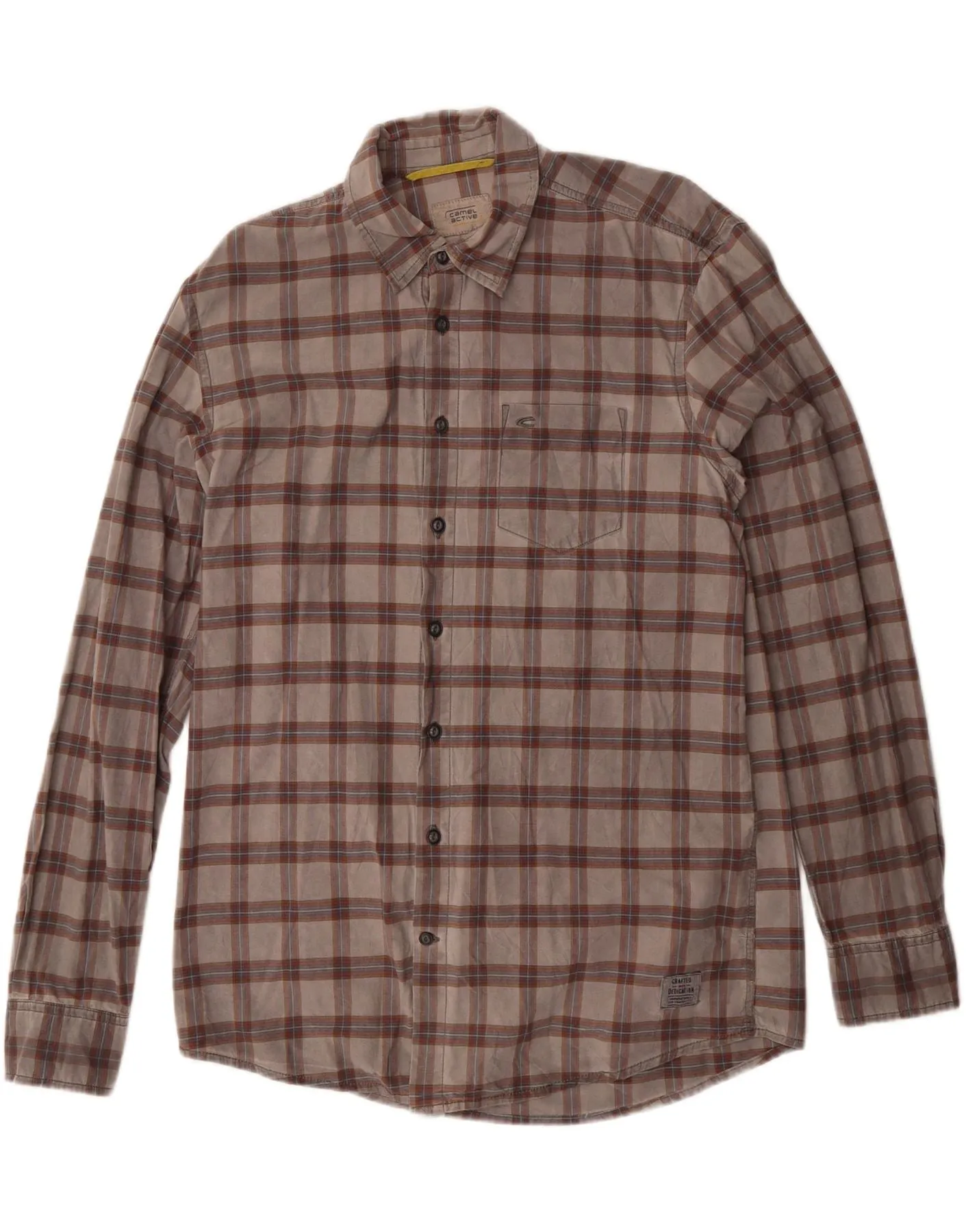 CAMEL ACTIVE Mens Regular Fit Shirt Medium Grey Check Cotton wrinkle free Dynamic Design
