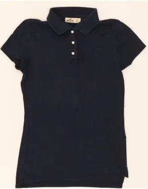 HOLLISTER Womens Polo Shirt UK 4 XS Navy Blue Cotton Cool Vibes