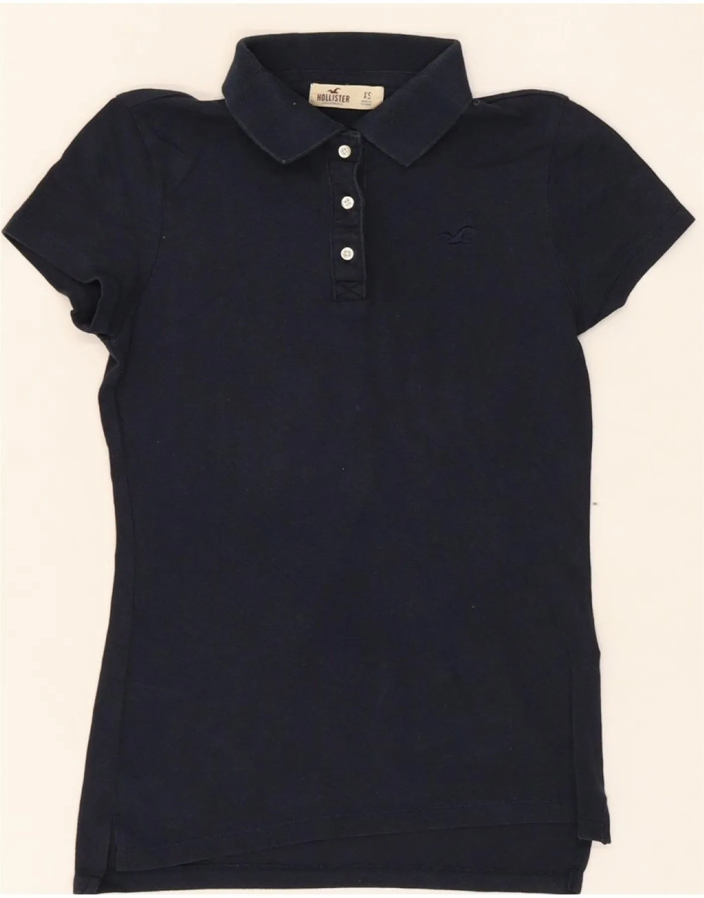 HOLLISTER Womens Polo Shirt UK 4 XS Navy Blue Cotton Cool Vibes