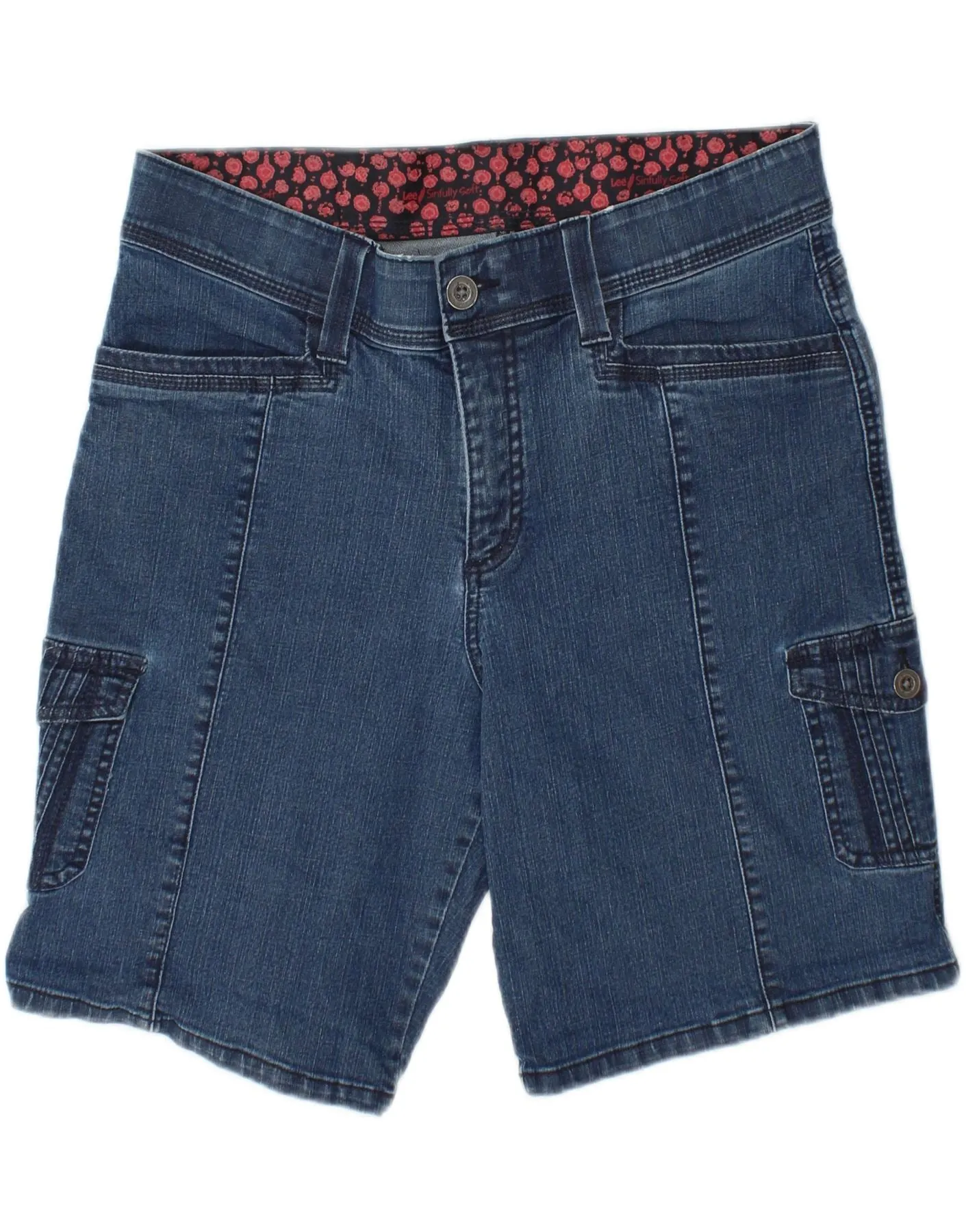 LEE Womens Cargo Denim Shorts US 14 XL W34  Blue Cotton Raw edge