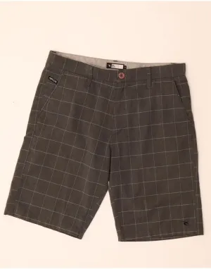 RIP CURL Mens Chino Shorts  W34 Large   Grey Check Polyester Sport Edge Classic Appeal