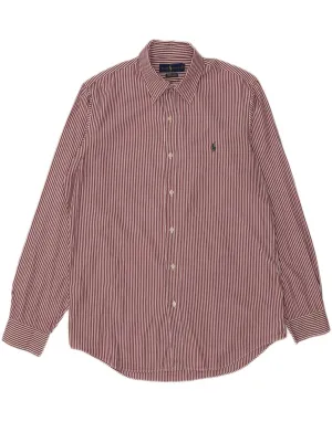 Luxury Feel RALPH LAUREN Mens Custom Fit Shirt Large Red Striped Cotton