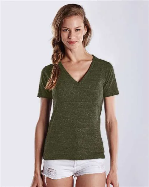 US Blanks US2228 Women's V-Neck Overdyed Tee Quick-Dry Fabric