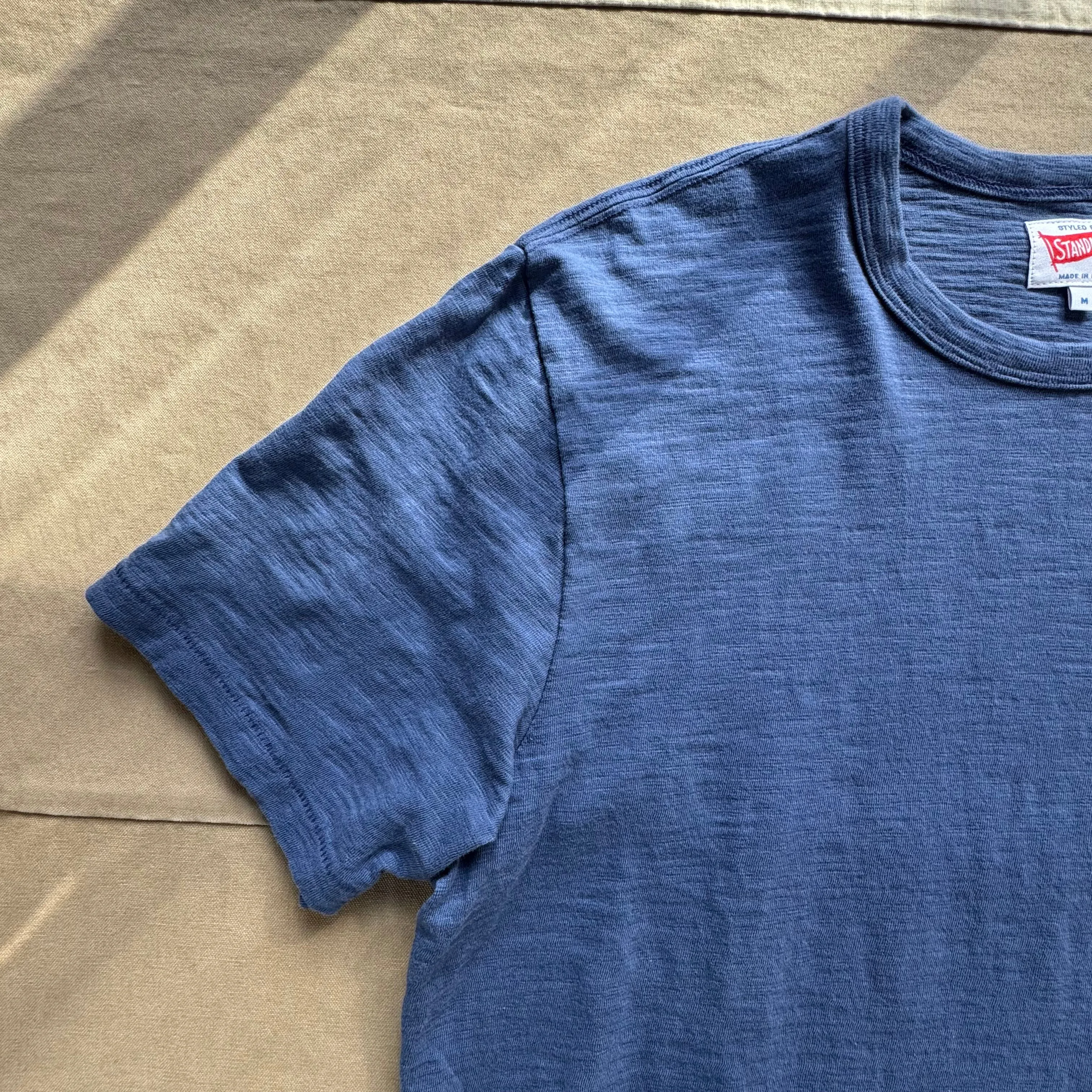Short Sleeve Slub T-shirt, Marina Blue Formal Style Weekend Comfort Wear