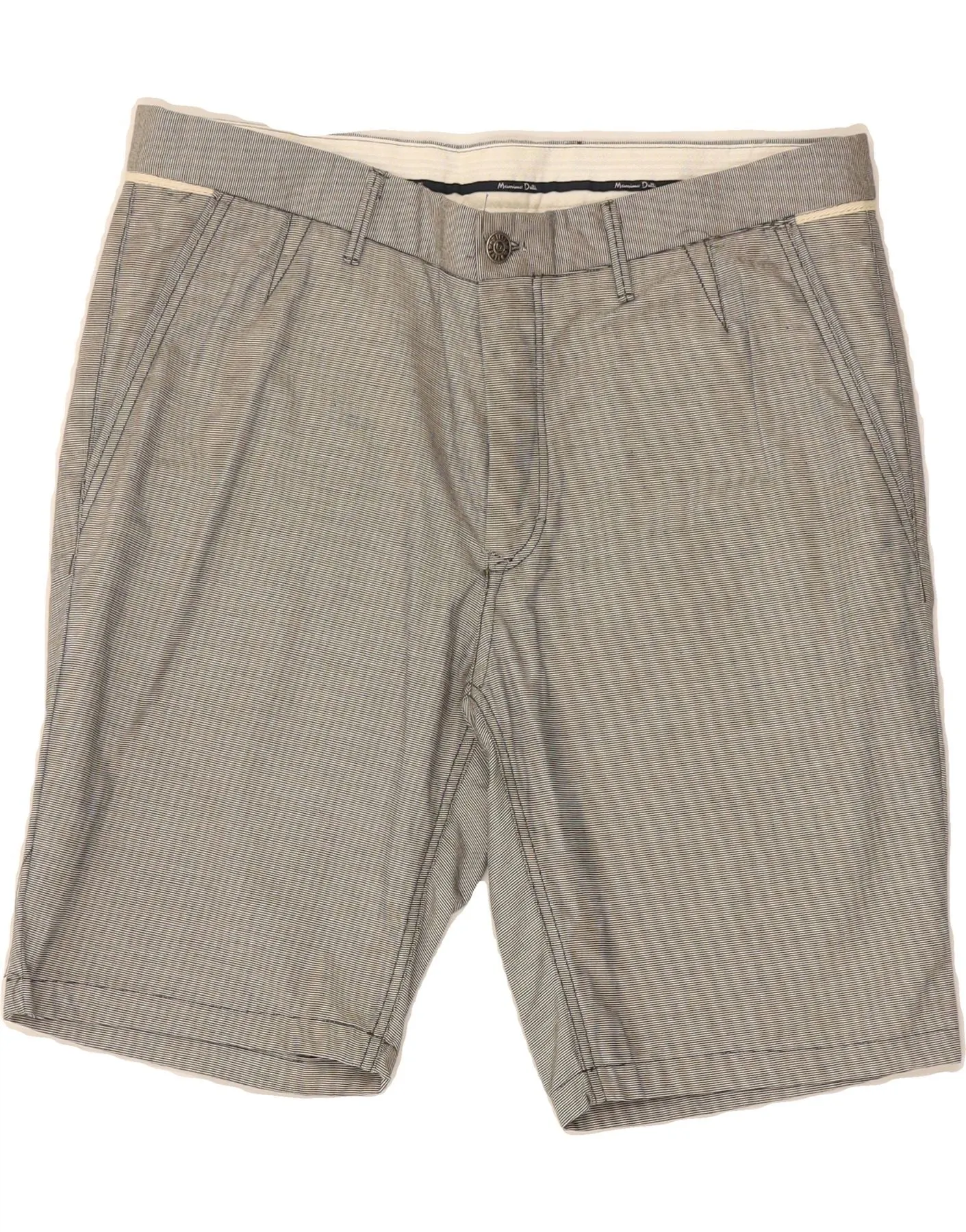 MASSIMO DUTTI Mens Chino Shorts W34 Large Grey Striped Easy Movement Anti Cling Technology