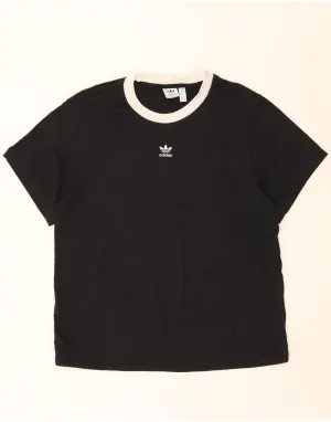 Perfect Style Printed Logo ADIDAS Womens T-Shirt BEST SELL UK 16 Large Black Cotton