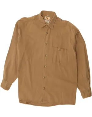CAMEL Mens Shirt Large Beige Eco Dye Technique High Density Weave