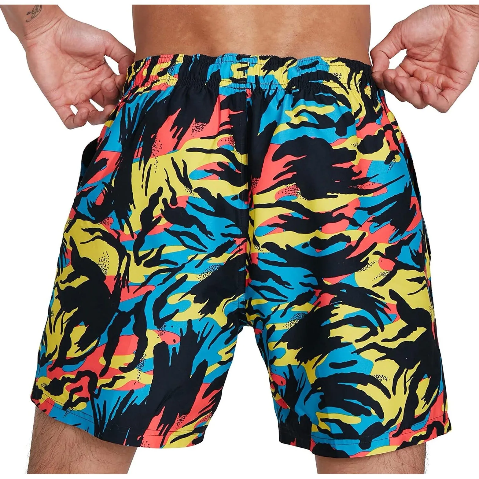 Speedo Printed Leisure 16 Inch Mens Swim Shorts - Black Wide Back Coverage