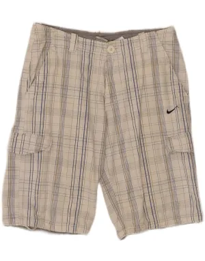 Effortless Movement Abrasion Resistant Hem NIKE Mens Cargo Shorts Medium W30  White Check Cotton