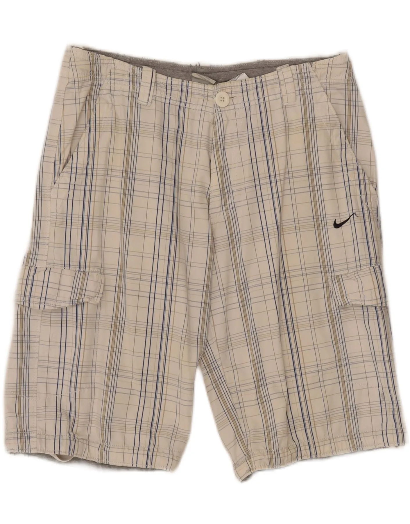 Effortless Movement Abrasion Resistant Hem NIKE Mens Cargo Shorts Medium W30  White Check Cotton