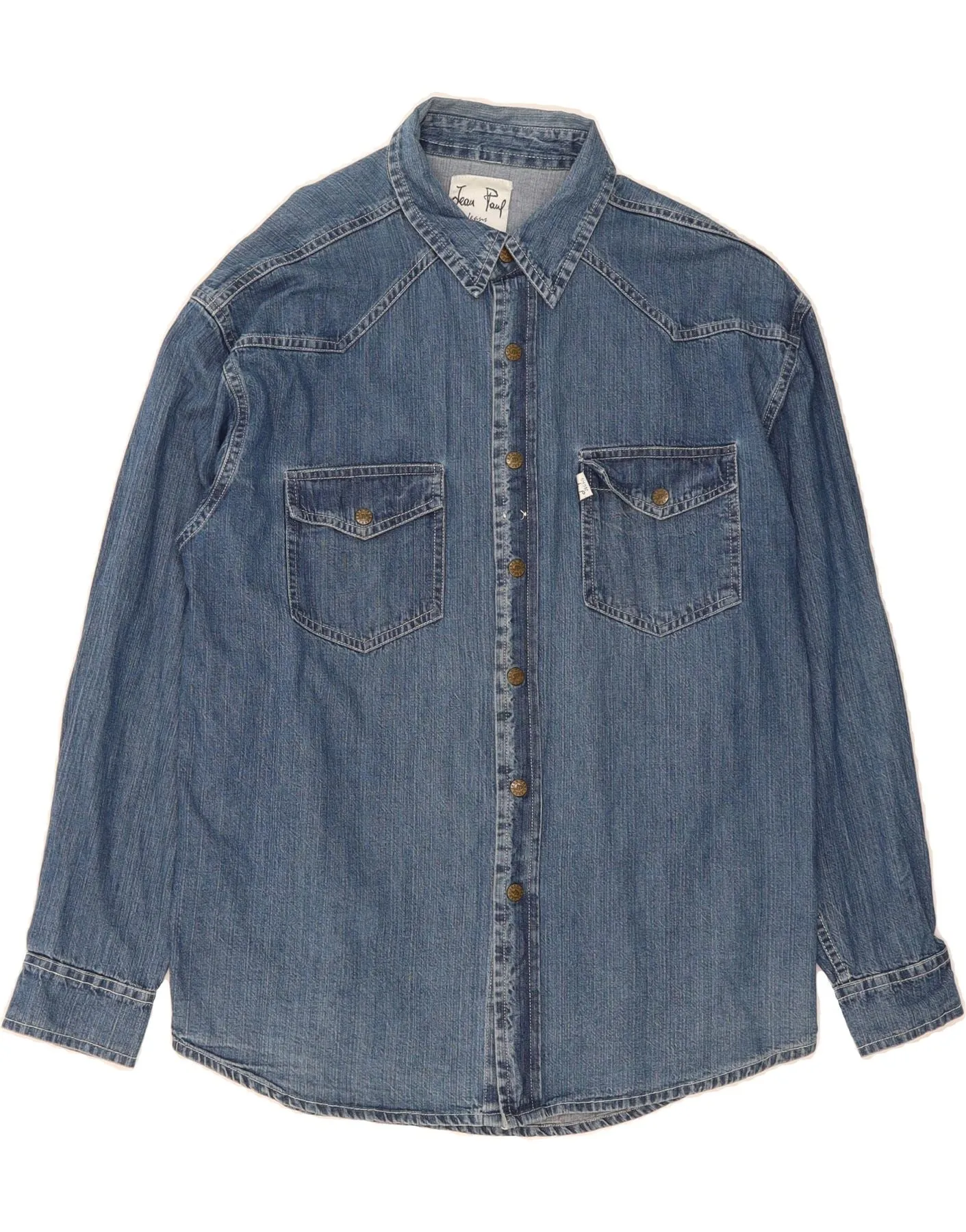 JEAN PAUL Mens Denim Shirt Large Blue Cotton Autumn Look