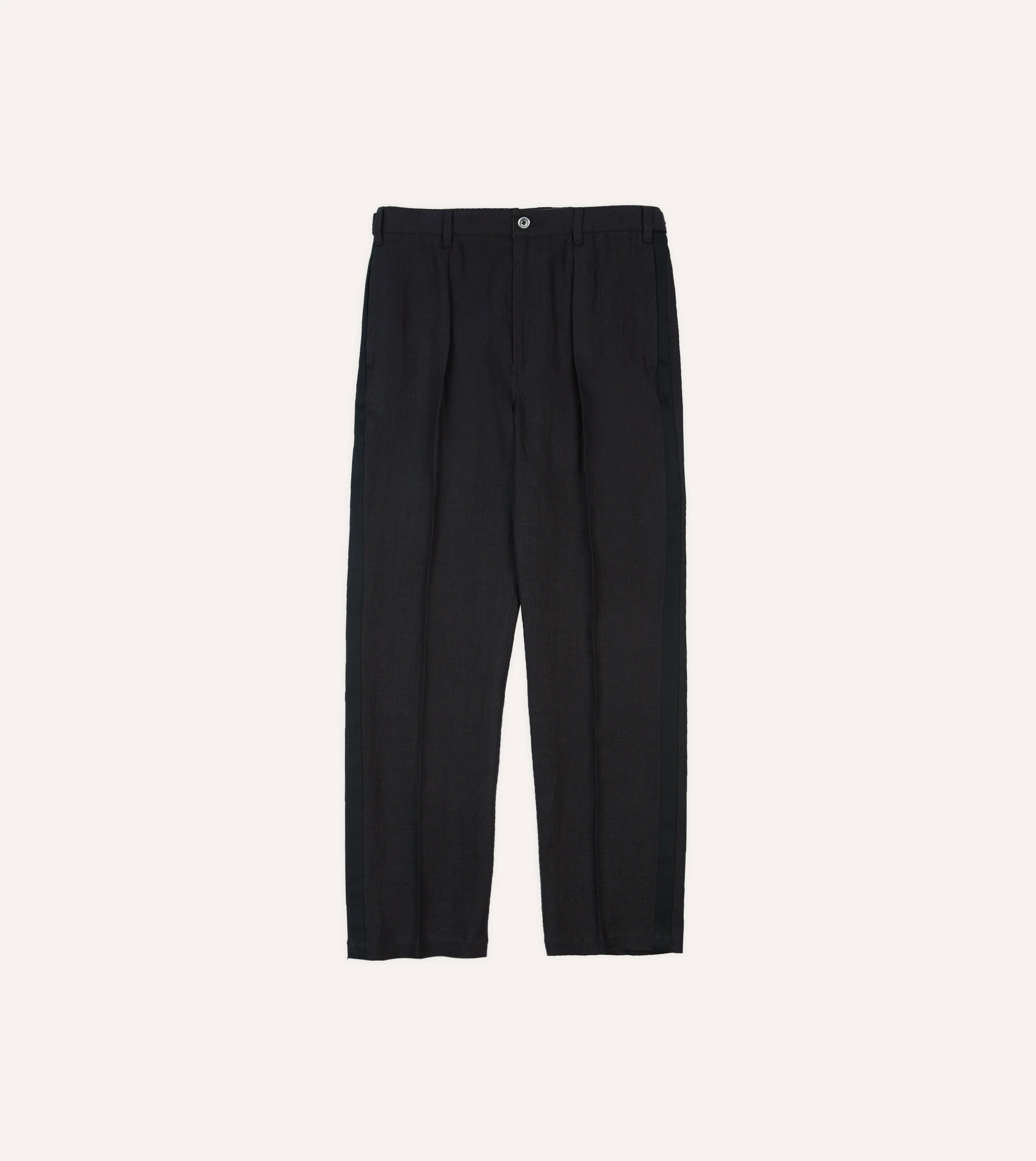 Black Linen Games Dinner Trousers Polished Tailoring